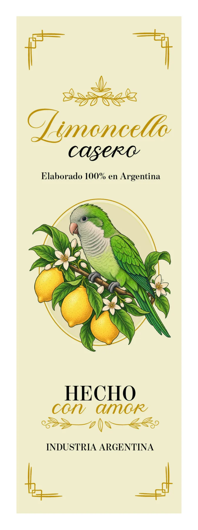 Etiqueta frontal de Limoncello casero
